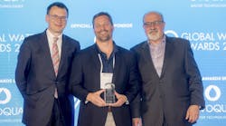 228 Eric Hoek (center) accepts 2017 Global Water Award from Christopher Gasson of GWI (left) and keynote speaker Nassim Nicholas Taleb (right)_resized